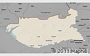 Shaded Relief 3D Map of Kachchh (Bhuj), darken, desaturated