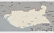 Shaded Relief 3D Map of Kachchh (Bhuj), darken, semi-desaturated