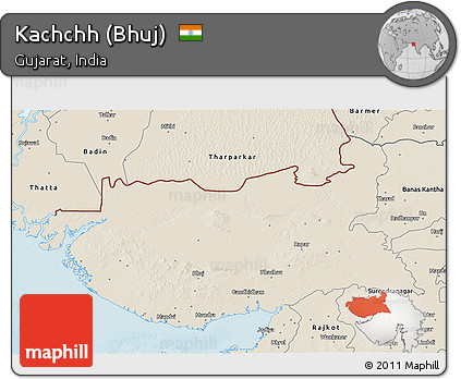 Shaded Relief 3D Map of Kachchh (Bhuj)