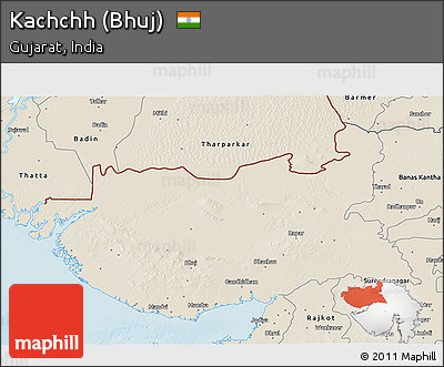 Shaded Relief 3D Map of Kachchh (Bhuj)
