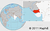 Gray Location Map of Kachchh (Bhuj), highlighted country