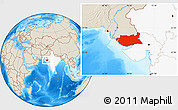 Shaded Relief Location Map of Kachchh (Bhuj), highlighted country