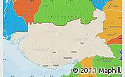 Shaded Relief Map of Kachchh (Bhuj), political outside