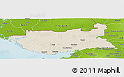 Shaded Relief Panoramic Map of Kachchh (Bhuj), physical outside