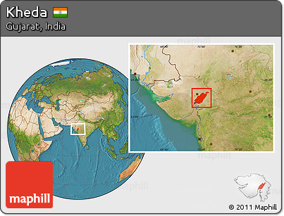 Satellite Location Map of Kheda