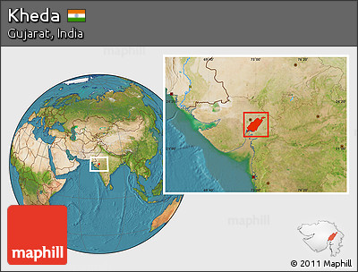 Satellite Location Map of Kheda