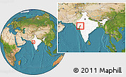 Satellite Location Map of Kheda, highlighted country, within the entire country