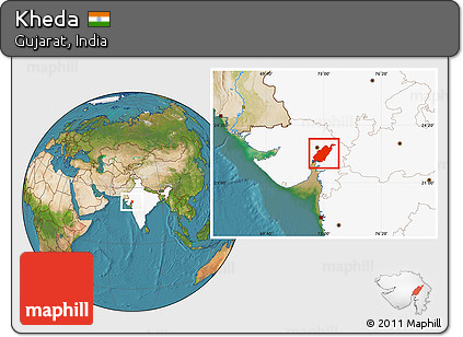 Satellite Location Map of Kheda, highlighted country