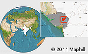 Satellite Location Map of Kheda, highlighted country, highlighted parent region
