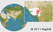 Satellite Location Map of Kheda, highlighted parent region