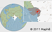 Savanna Style Location Map of Kheda, highlighted country, highlighted parent region, hill shading