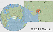 Savanna Style Location Map of Kheda, hill shading
