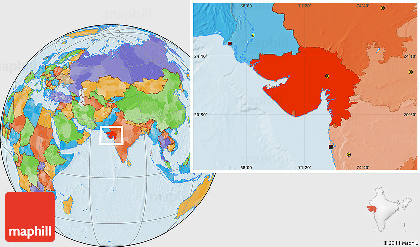 Gujarat In World Map Political Location Map Of Gujarat