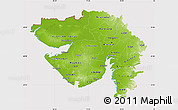 Physical Map of Gujarat, cropped outside