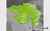 Physical Map of Gujarat, darken, desaturated