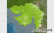 Physical Map of Gujarat, darken