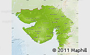 Physical Map of Gujarat, lighten