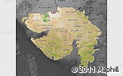 Satellite Map of Gujarat, darken, desaturated
