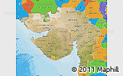 Satellite Map of Gujarat, political outside