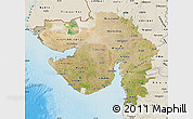 Satellite Map of Gujarat, shaded relief outside