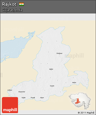 Classic Style 3D Map of Rajkot, single color outside