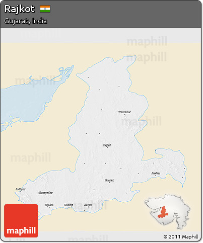 Classic Style 3D Map of Rajkot, single color outside