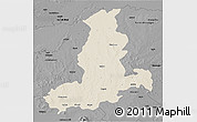 Shaded Relief 3D Map of Rajkot, darken, desaturated