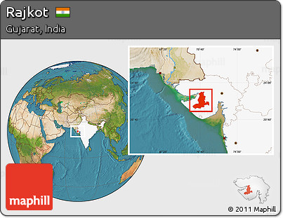 Satellite Location Map of Rajkot, highlighted country