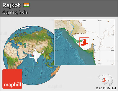 Satellite Location Map of Rajkot, highlighted country