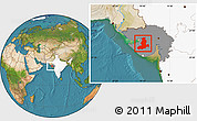 Satellite Location Map of Rajkot, highlighted country, highlighted parent region