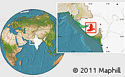 Satellite Location Map of Rajkot, highlighted country