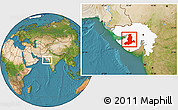 Satellite Location Map of Rajkot, highlighted parent region