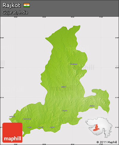 Physical Map of Rajkot, cropped outside