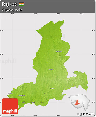 Physical Map of Rajkot, cropped outside