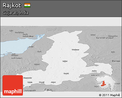 Gray Panoramic Map of Rajkot