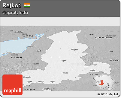 Gray Panoramic Map of Rajkot