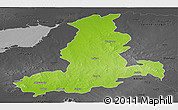 Physical Panoramic Map of Rajkot, darken, desaturated