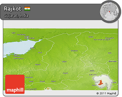 Physical Panoramic Map of Rajkot
