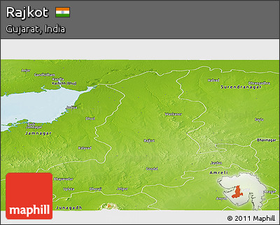 Physical Panoramic Map of Rajkot