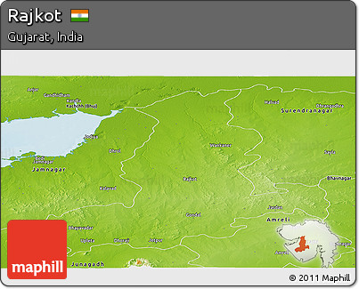 Physical Panoramic Map of Rajkot