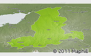 Physical Panoramic Map of Rajkot, semi-desaturated