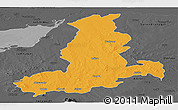 Political Panoramic Map of Rajkot, darken, desaturated