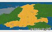 Political Panoramic Map of Rajkot, darken