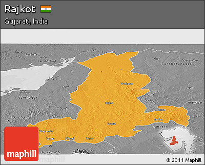 Political Panoramic Map of Rajkot, desaturated