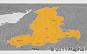 Political Panoramic Map of Rajkot, desaturated