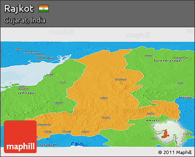 Political Panoramic Map of Rajkot