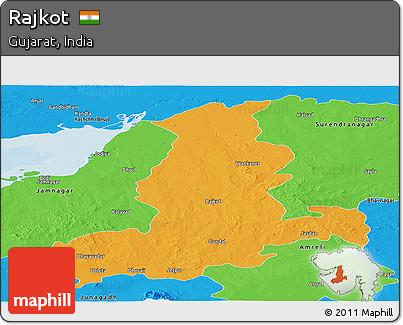 Political Panoramic Map of Rajkot
