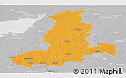 Political Panoramic Map of Rajkot, lighten, desaturated