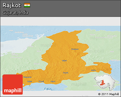 Political Panoramic Map of Rajkot, lighten