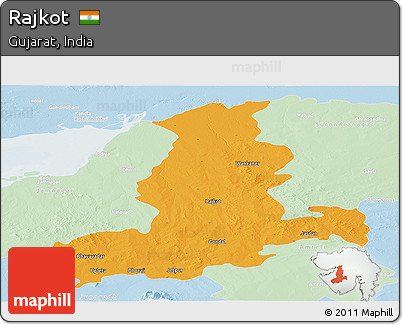 Political Panoramic Map of Rajkot, lighten